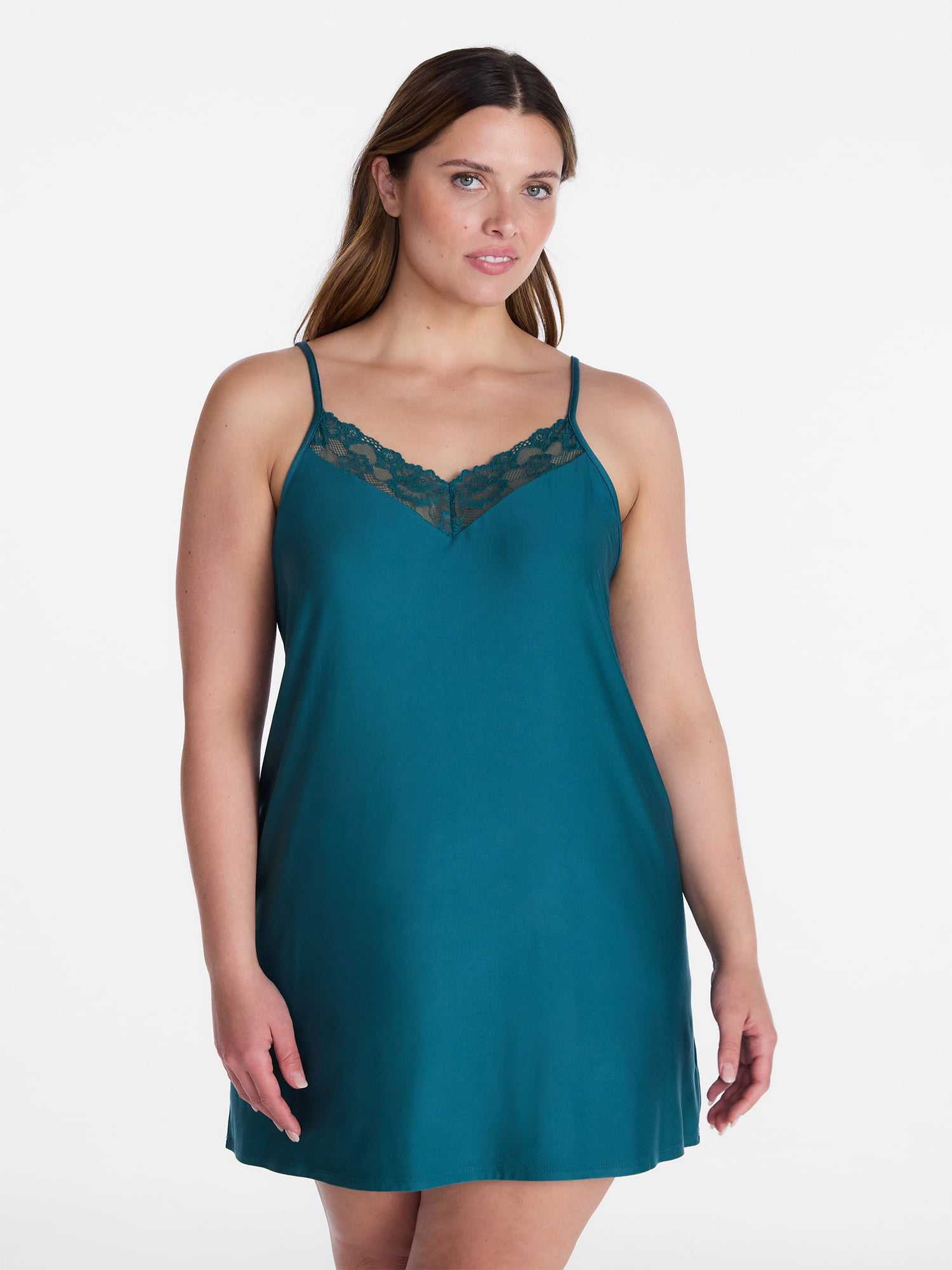 Joyspun Women’s Dreamy Soft Collection Lace Front Knit Chemise, Sizes XS-3X