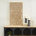 thumbnail image 2 of DecMode Brown Wood Handmade Intricately Carved Floral Wall Decor, 2 of 7