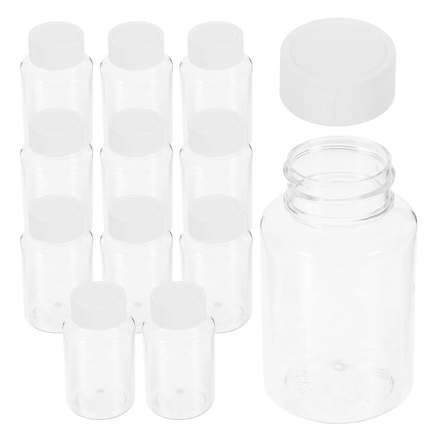 BESTYASH 12Pcs Medicine Bottles with Caps Transparent Plastic Storing Food Small Objects