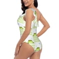 thumbnail image 4 of Rateoe Frogs and Dragonflies Pattern Women One Piece Swimsuits Tummy Control One Shoulder Bathing Suits Ruffle Swimwear-Medium, 4 of 6