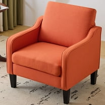 Ktaxon Accent Chair with Thick Cushion, Mid-Century Modern Single Sofa Linen Fabric Armchair for Living Room, Bedroom Orange