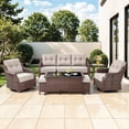 thumbnail image 3 of Bellefurn Outdoor Patio Furniture Set with 6 inch Thick Cushion and Swivel Rocker Chairs,Wicker Sofa,Coffee Table and Ottomans,7Pcs Outdoor Conversation Set for Porch,Deck,Yard, 3 of 13