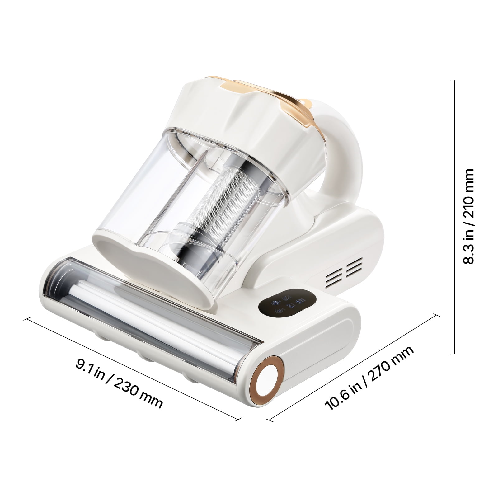 VEVOR Mattress Vacuum Cleaner, 550W Bed Vacuum Cleaner with 18Kpa Powerful Suction and Dual Dust Bin, HEPA Filter & Heating, Ultrasound Tech & Cleaning Lights, Handheld for Bed, Sofa, Corded, White