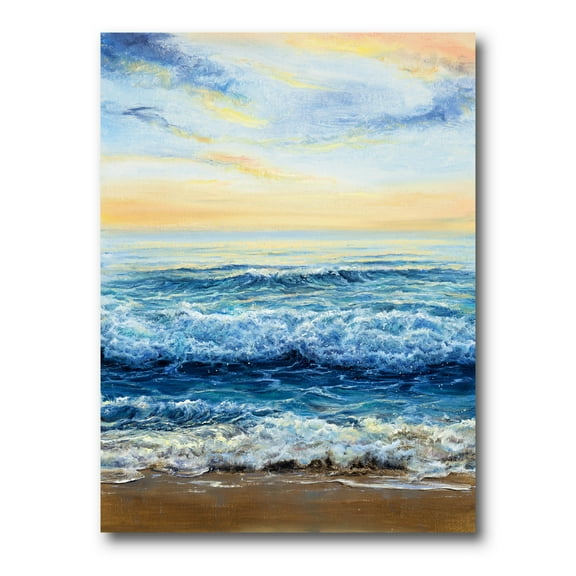 Designart ' Ocean Waves At Sunrise ' Nautical & Coastal Canvas Wall Art Print