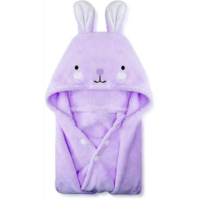 Toallas de baño para niños, toalla con capucha premium para niños pequeños, albornoz de forro polar de coral altamente absorbente para niños y niñas, 27.5 x 55 pulgadas (morado) BANYUO Electrónica