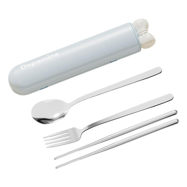 Tnarru Spoon Chopsticks Set Flatware with Case ,Gadgets, Travel Utensils ,Portable Cutlery Set for Daily Use Kitchen Camping Student Blue 4 Pieces