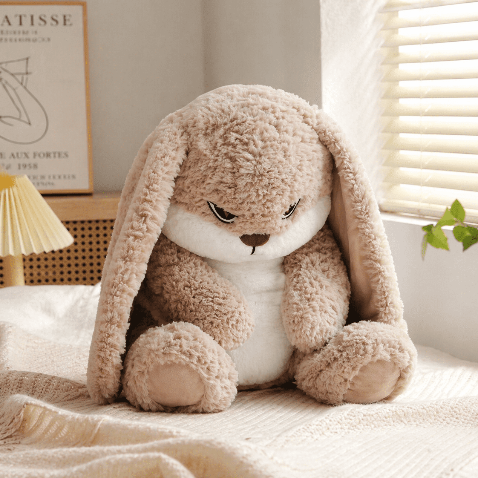 Nini Bunny Grumpy Plush Toy, Soft Stuffed Animal Rabbit, Cute Plush Pillow Gift
