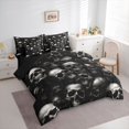 thumbnail image 2 of Homewish Horror Gothic Skull 7-Piece Twin Bedding,Halloween Themed Bedding Comforter Set,Gray,Black Reversible, 2 of 8