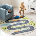 thumbnail image 2 of SAFAVIEH Kids Playhouse Windy Roads Machine Washable Area Rug, Beige/Green, 6'7" x 6'7" Round, 2 of 8