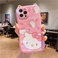 thumbnail image 1 of Sanrio-funda de teléfono KT Cat Hello Kitty para mujer, carcasa de lujo con soporte para IPhone 13, 11, 12 Pro Max, X, XR, 7, 8 Plus zhangmengya LED, 1 of 2