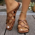 thumbnail image 4 of Censtreet Women's Flat Sandals Fashion Slides With Soft Leather Slippers for Summer, 4 of 7
