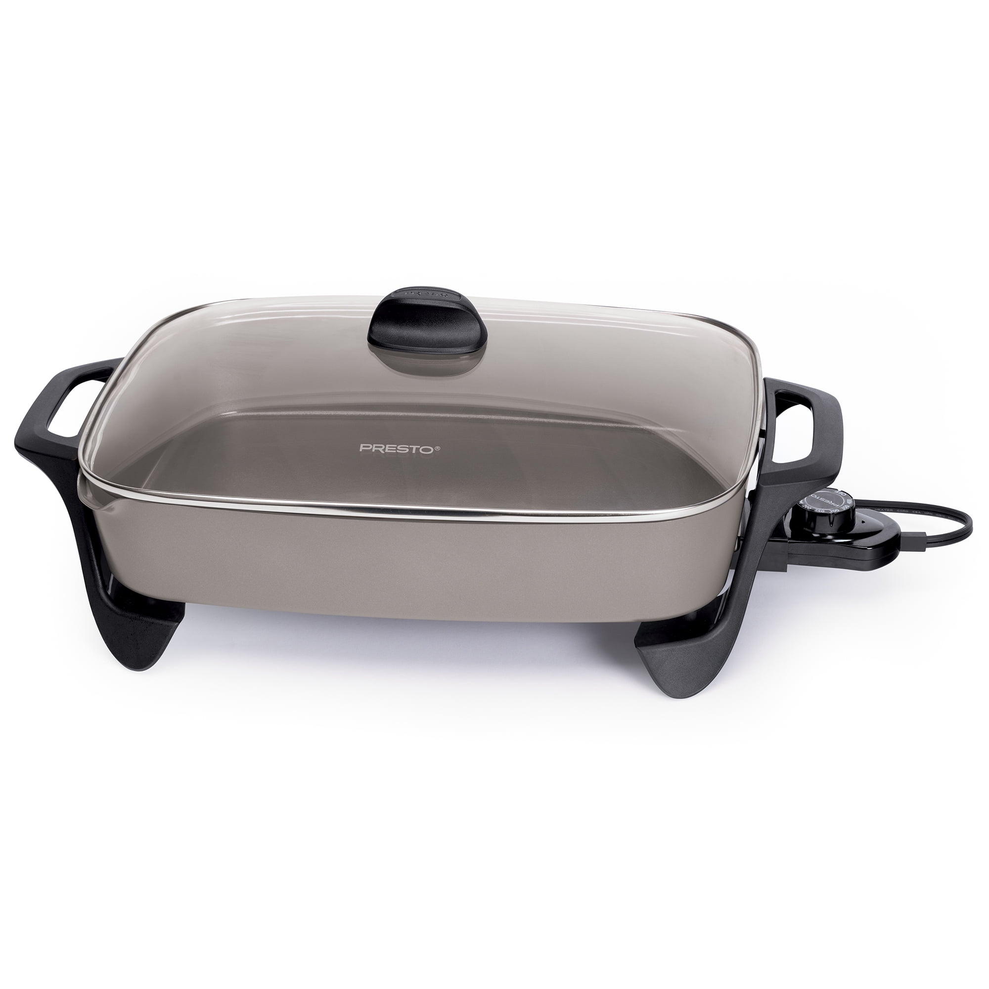 Presto 16" Ceramic Electric Skillet with Glass Cover,  Silver 06860