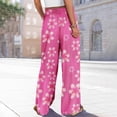 thumbnail image 5 of High Waisted Petite Wide Leg Palazzo Pants, Boho Beach Vacation Casual, Polyester Spandex, Pink 3XL, Size S-3XL, 5 of 7