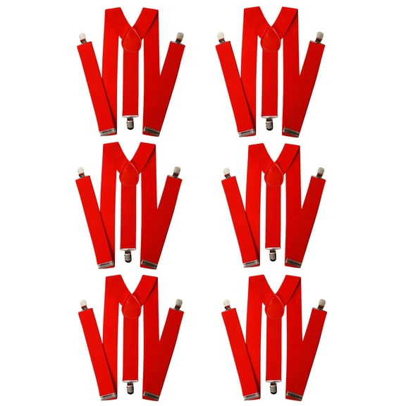 Gravity Threads Men's Adjustable Solid Suspenders - 6-Pack - Red
