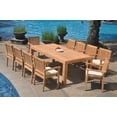 thumbnail image 4 of Grade-A Teak Dining Set: 10 Seater 11 Pc: 86" Canberra Rectangle Table And 10 Leveb Stacking Arm Chairs Outdoor Patio WholesaleTeak #WMDSWVm, 4 of 4