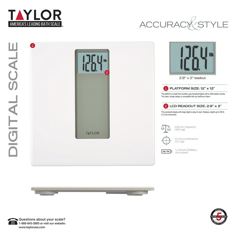Taylor Digital 400 Lb. Glass Bath Scale, Black - Tahlequah Lumber