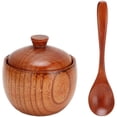 thumbnail image 1 of Tarro de madera para especias, azucarero, sal, pimienta, caja de condimentos con cuchara y tapa, herramienta de cocina, tapa de tarro, cuchara, azúcar, salsa de sal, estilo retro japonés ER, 1 of 5