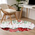 thumbnail image 5 of Valentine's Day Washable Round Area Rug 3.3 ft, Red Heart Green Eucalyptus Roses Petals Plaid, Soft Non Slip Rugs Stain Repellent Indoor Felt Carpet for Living Dining Room Bedroom Home Office, 5 of 9