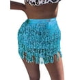 thumbnail image 2 of Coduop Women Belly Skirt,Sequined Fringe Miniskirt,Mini Skirt for Dance Performance,Rave Party, 2 of 9