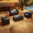 thumbnail image 6 of ClouddWell 4 Seat Outdoor Patio Furniture Set, Patio Conversation Sets with Thick Waterproof Cushions & 2 Ottoman(Blue), 6 of 6