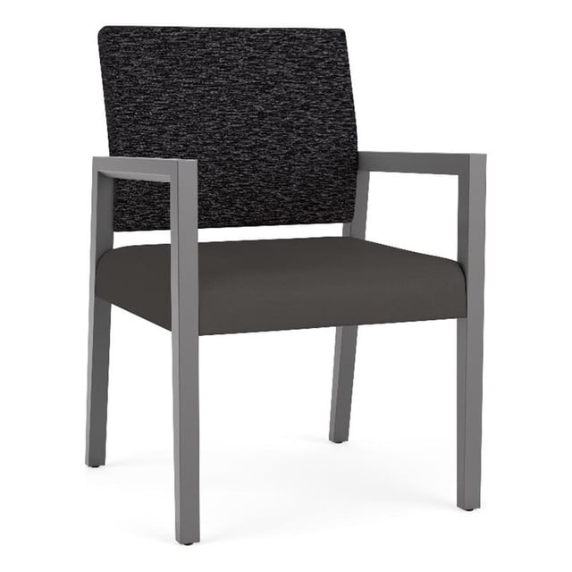 Pemberly Row Waiting Reception Guest Chair Wood Frame in Gray