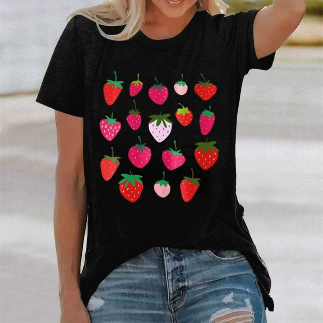 T-Shirt Col Rond Imprimé Élégant pour Femmes Design Graphique Décontracté pour Usage Quotidien