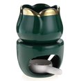 thumbnail image 1 of con cuchara para velas, portavelas aromático decorativo, quemador de aceite, modelo de flor (verde), 1 of 5