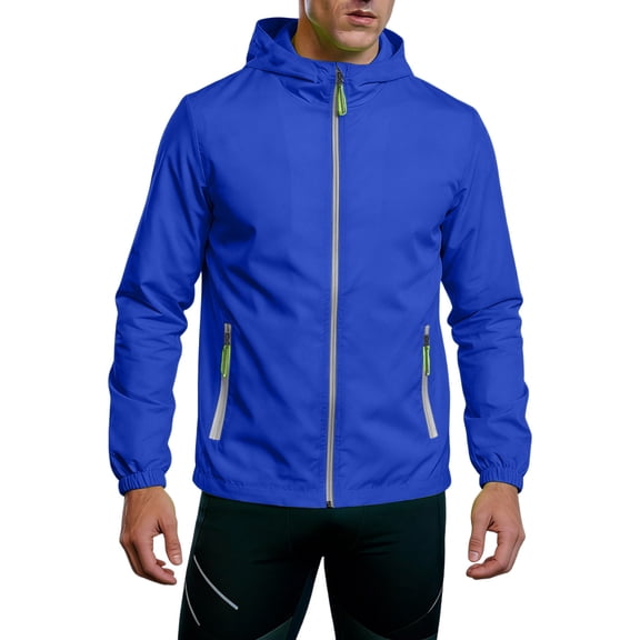 Dresfit Hoodies for Men Zip Up Drawstring Rain Jacket Summer 2026 Long Sleeve Fishing Hoodie Loose Fit Quick Dry Hooded Running Raincoat with Pockets L