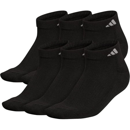 adidas Women's Athletic Cushioned Cut Socks (6-Pair) Low Profile Arch Compression for a Secure Fit Medium Black/Aluminum