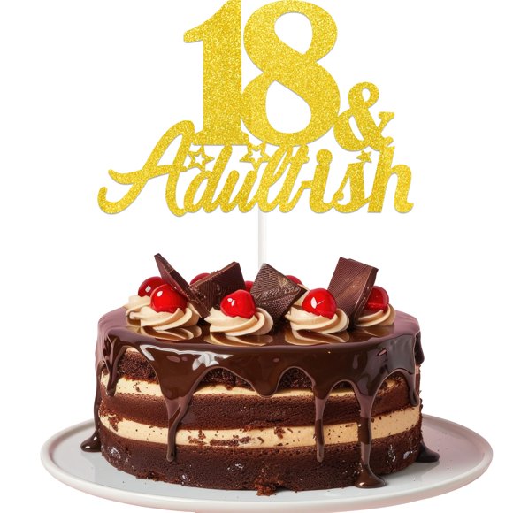 Decoración para tartas KELTORA con purpurina dorada para 18 cumpleaños, color adulto