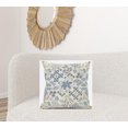 thumbnail image 2 of 20â€ White Blue Patch Suede Throw Pillow, 2 of 3