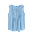 thumbnail image 5 of Women's Loose Fit Tank Tops Summer Casual Sleeveless Buttons Up Tunics Flowy Pleated Blouses by Yigetop Sky Blue S, 5 of 8