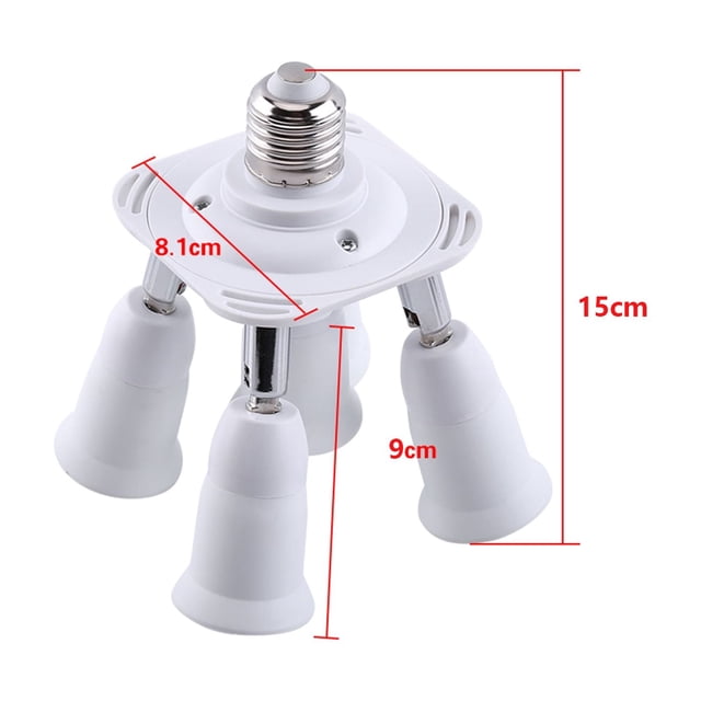 5 in 1 E27 Socket Base, Adjustable Light Lamp Bulb Adapter Holder Splitter, CE RoHS Certified, Suitable for Photography, Home Use