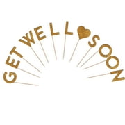 Get Well Soon Cupcake Toppers Glitter Cardstock Set of 12 pcs