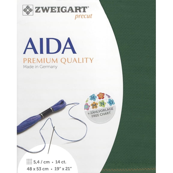 Precut Zweigart Stern-Aida 14 count Dark Green 3706/6037