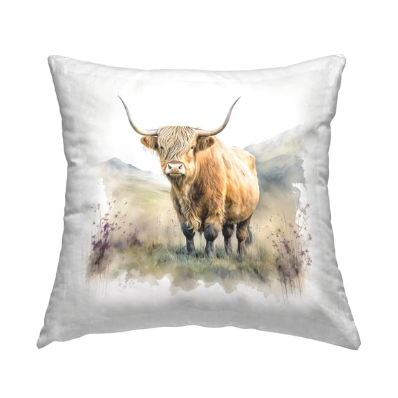 Stupell Industries Cattle & Modern Nature Decorative Printed Throw Pillow, 18 x 18
