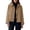 Khaki, variant on Lapel Button Down Cropped Jacket for Women, Plaid Cuff Detail, Elegant Casual Polyester Outerwear, 1 Piece, S-XXL, Plus Size Friendly