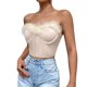 thumbnail image 1 of Gibobby Top de corsé de plumas de encaje de pestañas con cuello en V sexy de color sólido para mujer(Beige,G), 1 of 5