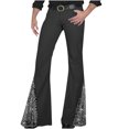 thumbnail image 2 of APEXFWDT Men's Bell Bottom Dance Pants- Stage & Party Pants Flare Sequin Evening Pants for Performances & Celebrations,S,Gray, 2 of 7