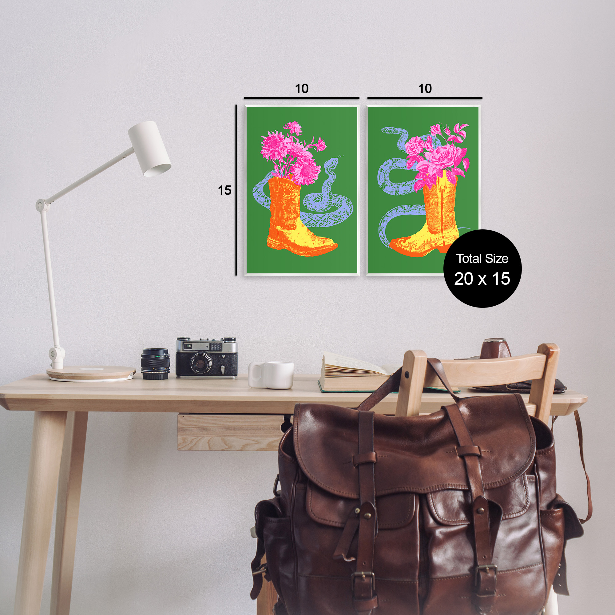 Stupell Industries Cowgirl Bouquets & Snakes Botanical & Floral Painting Unframed Art Print Wall Art, 10 x 15, Set of 2