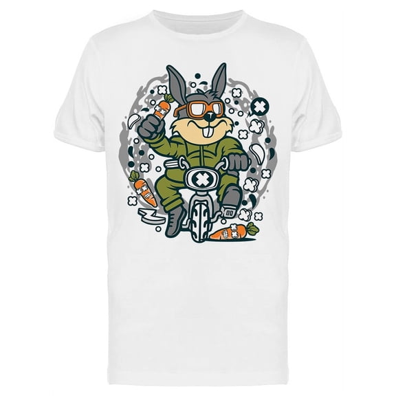 Mini Bike Rabbit Cartoon T-Shirt Men -Image by Shutterstock, Male Large