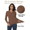 thumbnail image 3 of Airmenty Womens Sweaters Ribbed Knit Sweater V Neck Long Sleeve Pullover Sweater Spring Casual Stretch Fit Sweater Tops S-XXL, 3 of 8