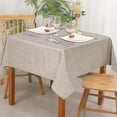 thumbnail image 2 of SHILIU-Faux Linen Square Tablecloth - Wrinkle Free, Washable Rust-Proof Square Table Cloth for Kitchen Dining Room Holiday Table Cover for Party Dinner, Farmhouse, Stone, 60 X 60 Inch, 2 of 4