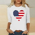 thumbnail image 4 of Womens 3/4 Sleeve American Flag T Shirt Patriotic Shirts 4th of July Tops Casual Crew Neck Lounge Wear White, XXL, 4 of 4