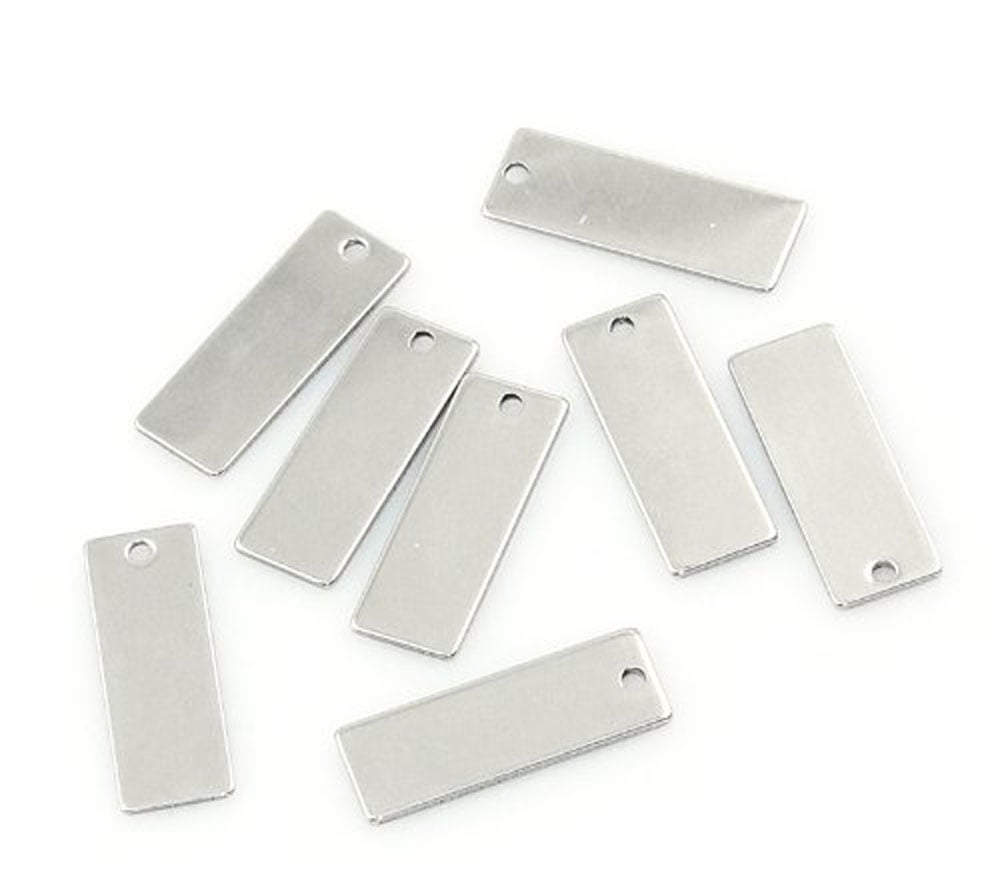 20 Stainless Steel Dye Stamping Engraving Blanks Tags Rectangle