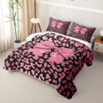 thumbnail image 3 of Homewish Dreamy Bow Twin Quilt Set for Kids Girls, Pink Leopard Print Twin Coverlet Set, 2pcs 1 Bedspread and 1 Pillowcase, 3 of 7