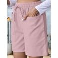 thumbnail image 4 of Dycnvjo Omen Casual Shorts Drawstring Comfy Elastic Waist Shorts Summer Pull on Short with Pockets Pink S, 4 of 7