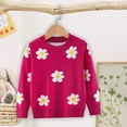 thumbnail image 5 of Virmaxy Kids Girls Cute Winter Sweater Toddler Girls Floral Printed Knit Sweaters Long Sleeve Cotton Jumper Blouse Kids Fashion Chunky Crewneck Pullover Tops Hot Pink 2T, 5 of 7