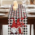 thumbnail image 3 of Table Runners 70 Inches Long Dress Scarves, Valentine's Day Farmhouse Coffee/Dining/Kitchen Table Decor, Holiday Table Runner, Red Gnomes Love Balloon Black White Plaid 13x70 Inch, 3 of 9