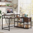 thumbnail image 2 of Tribesigns L Shaped Desk with Drawer, Corner Desk Home Office Table with Storage Shelves and Monitor Stand, Rustic Wooden and Metal PC Desk for Small Space, 2 of 5